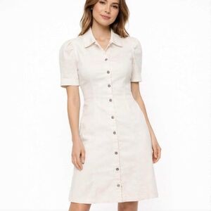 Lone Star ($100) White Denim Button-Down Mini Dress